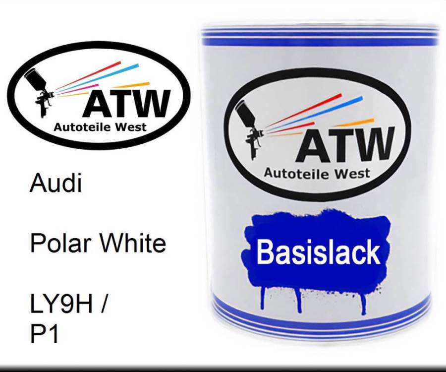 Audi, Polar White, LY9H / P1: 1L Lackdose, von ATW Autoteile West.